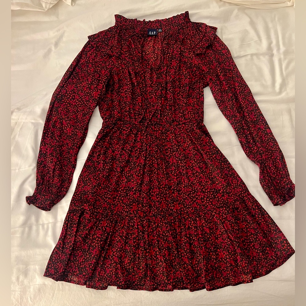 GAP Red Long Sleeve Mock Neck Sundress